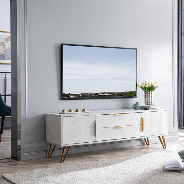 White and store gold tv table